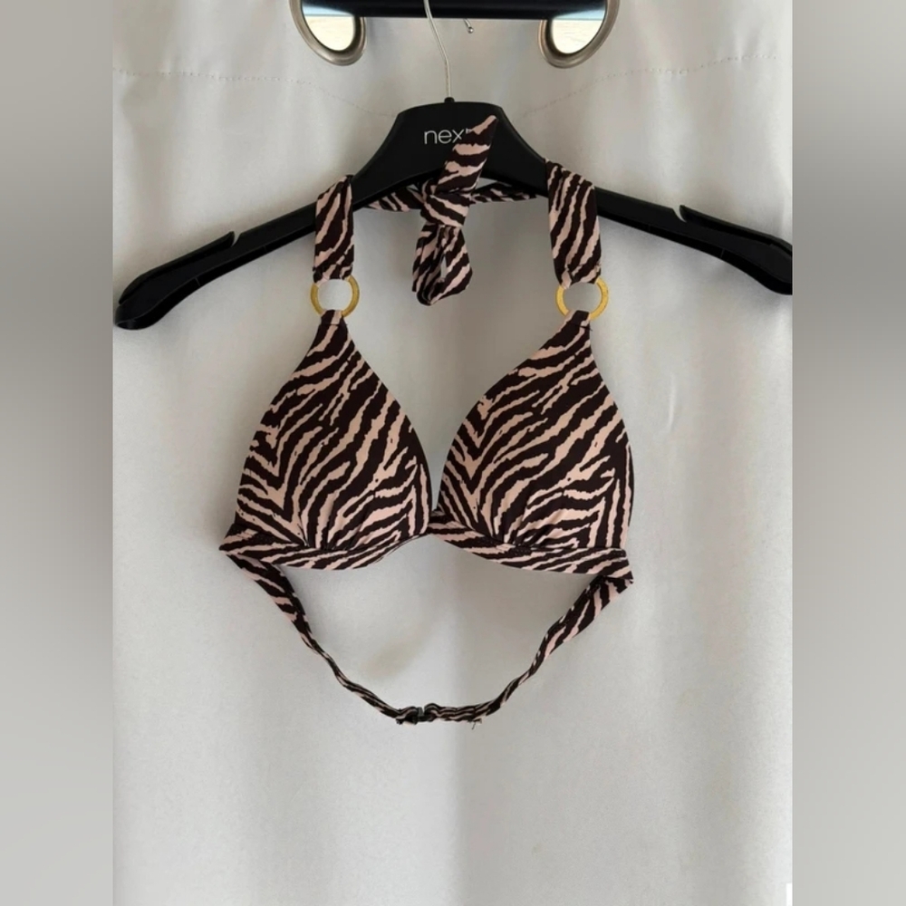 Zebra Print Halter Bikini Top